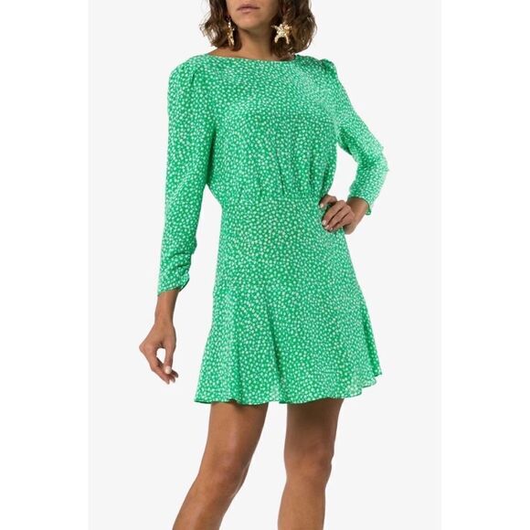 Rixo Silk Kyla Green Floral Dress - Picture 3 of 15